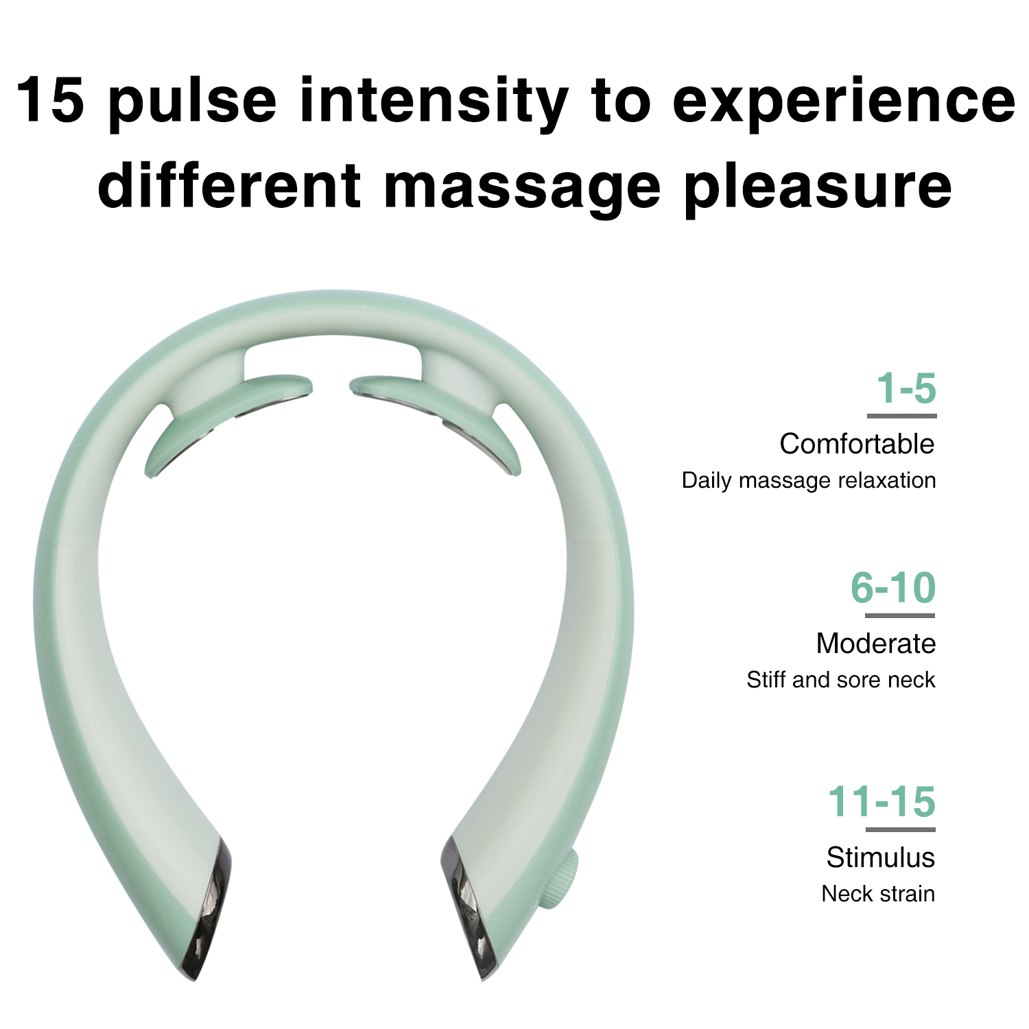 MEEEGOU Massageador elétrico de pescoço com calor, massageador TENS para alívio da dor, 6 modos, 15 níveis de massagem profunda, portátil e calmante
